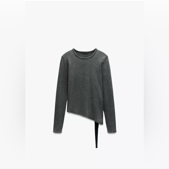 ZARA WASHED EFFECT LACE RIBBED T-SHIRT SIZE M & L - Picture 4 of 4